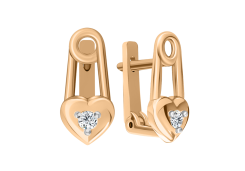 Золотые cерьги классические с фианитом