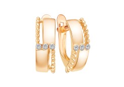 Золотые cерьги классические с фианитом