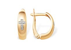 Золотые cерьги классические с фианитом