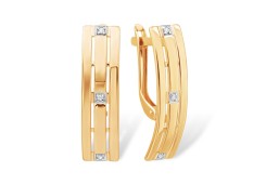 Золотые cерьги классические с фианитом