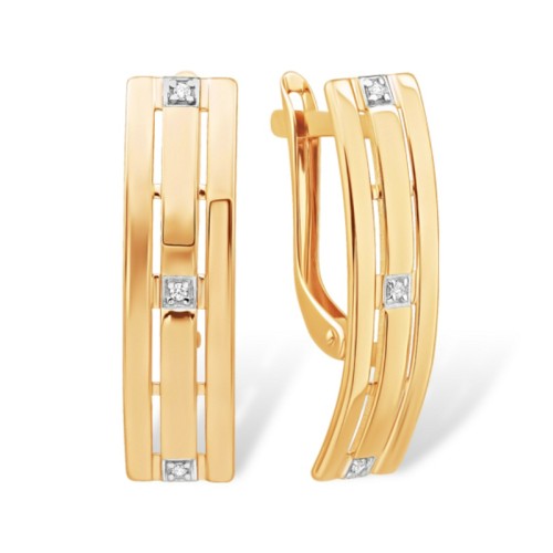 Золотые cерьги классические с фианитом