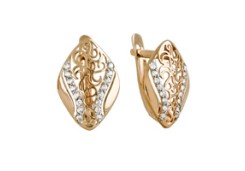 Золотые cерьги классические с фианитом