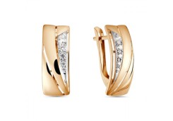 Золотые cерьги классические с фианитом
