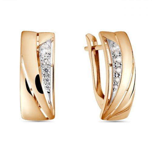 Золотые cерьги классические с фианитом