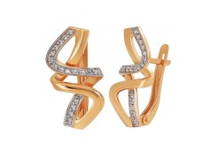 Золотые cерьги классические с фианитом