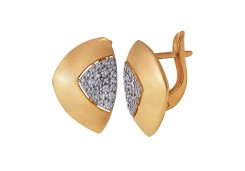 Золотые cерьги классические с фианитом