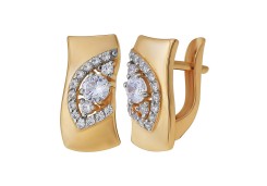 Золотые cерьги классические с фианитом
