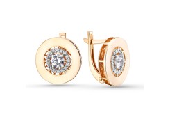 Золотые cерьги классические с фианитом