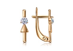 Золотые cерьги классические с фианитом