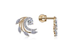 Золотые cерьги классические с фианитом