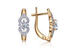 Золотые cерьги классические с фианитом