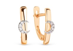 Золотые cерьги классические с фианитом