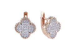 Золотые cерьги классические с фианитом