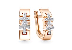 Золотые cерьги классические с фианитом