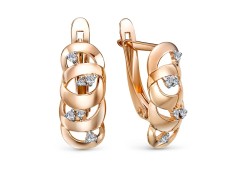 Золотые cерьги классические с фианитом