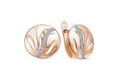 Золотые cерьги классические с фианитом