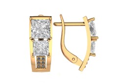 Золотые cерьги классические с фианитом