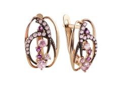 Золотые cерьги классические с фианитом