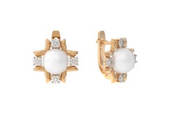 Золотые cерьги классические с жемчугом