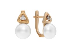 Золотые cерьги классические с жемчугом