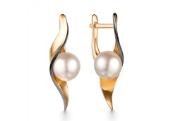 Золотые cерьги классические с жемчугом
