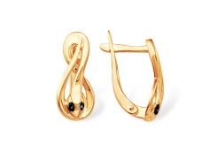 Золотые cерьги классические с фианитом