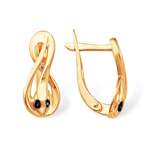 Золотые cерьги классические с фианитом