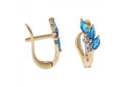 Золотые cерьги классические с топазом