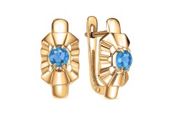 Золотые cерьги классические с топазом