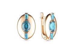 Золотые cерьги классические с топазом