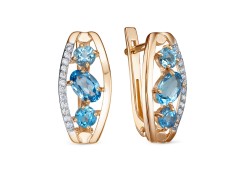 Золотые cерьги классические с топазом