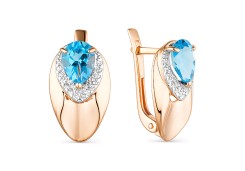 Золотые cерьги классические с топазом