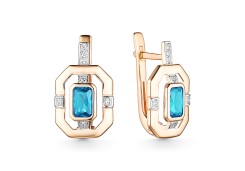 Золотые cерьги классические с топазом