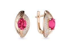 Золотые cерьги классические с топазом