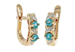 Золотые cерьги классические с топазом