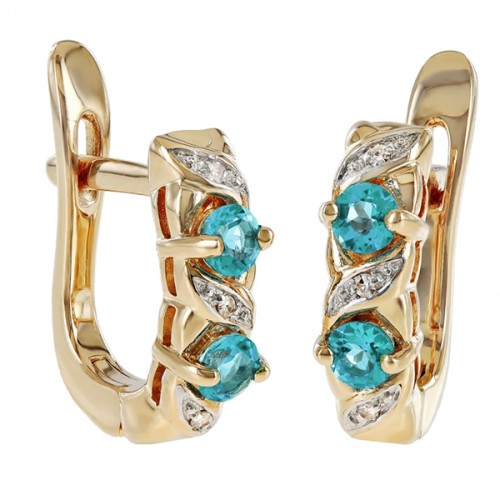 Золотые cерьги классические с топазом