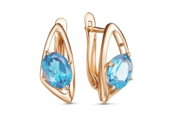 Золотые cерьги классические с топазом