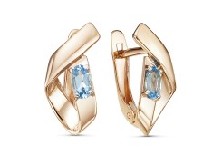 Золотые cерьги классические с топазом