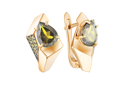 Золотые cерьги классические с ситаллом