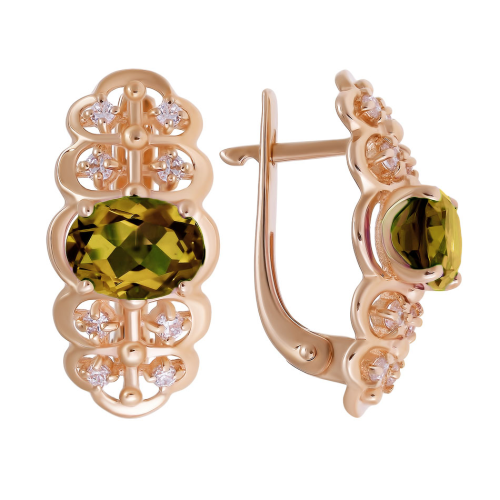 Золотые cерьги классические с султанитом