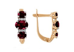 Золотые cерьги классические с рубином