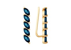 Золотые cерьги классические с лондон топазом