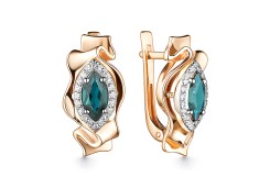 Золотые cерьги классические с лондон топазом