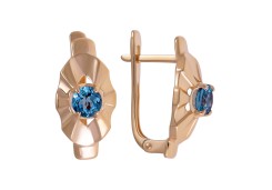 Золотые cерьги классические с лондон топазом