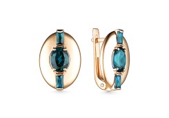 Золотые cерьги классические с лондон топазом