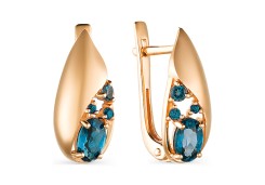 Золотые cерьги классические с лондон топазом