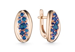 Золотые cерьги классические с лондон топазом