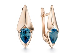 Золотые cерьги классические с лондон топазом
