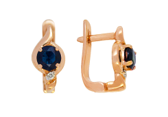 Золотые cерьги классические с лондон топазом