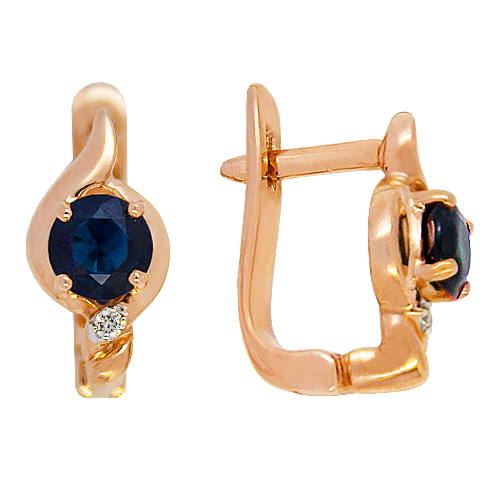 Золотые cерьги классические с лондон топазом